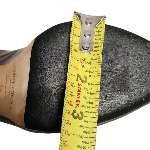 Jimmy Choo Heels Size 40 Brown Patent Leather Platform Slingback Pumps - Picture 8 of 16